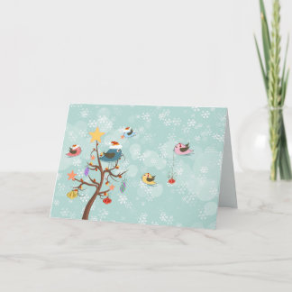 Cute Christmas Birds Card Feestdagen Kaart