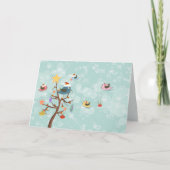 Cute Christmas Birds Card Feestdagen Kaart (Voorkant)
