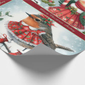 Cute Christmas Birds Wrapping Paper Cadeaupapier (Hoek)