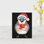 Cute Christmas Blue Jay Santa Bird Watching  Kaart (Gele Bloem)
