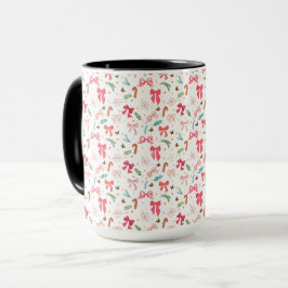 Cute Christmas Bow & Candy Cane Pattern Mug Mok