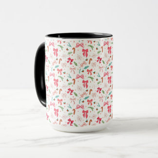 Cute Christmas Bow & Candy Cane Pattern Mug Mok