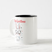 Cute Christmas Bunny in Santa Hat Coffee Tweekleurige Koffiemok (Voorkant links)