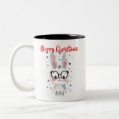 Cute Christmas Bunny in Santa Hat Coffee Tweekleurige Koffiemok (Links)