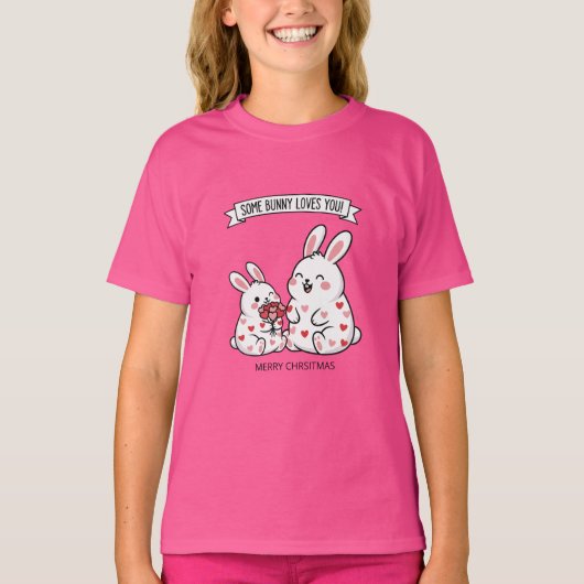 Cute Christmas Bunny Kids T-Shirt  (Voorkant)