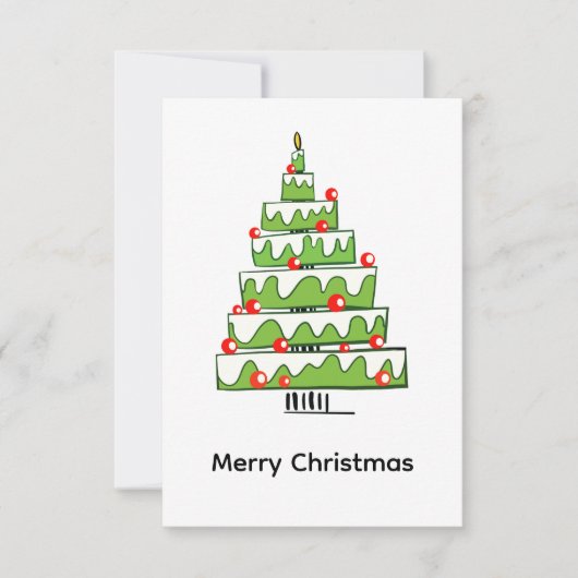 Cute Christmas Cake Tree – Minimal Holiday Bedankkaart (Voorkant)