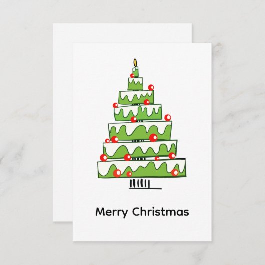 Cute Christmas Cake Tree – Minimal Holiday Bedankkaart (Voorkant / Achterkant)