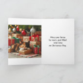 Cute Christmas Calico Kitten Holiday Greeting Kaart (Binnen)
