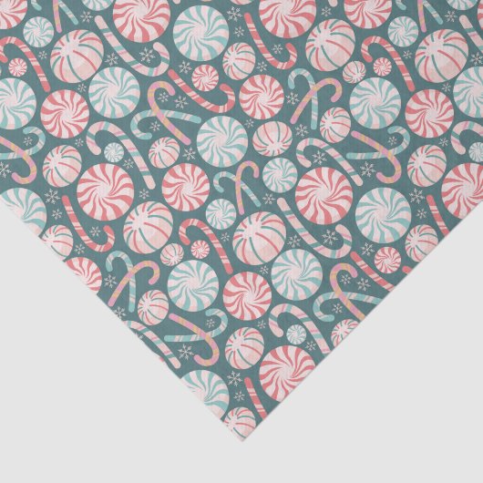 Cute Christmas Candy Canes Abstract Pattern Tissuepapier (Detail)
