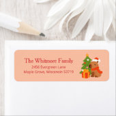 Cute Christmas Capybara Return Address Etiket (Insitu)