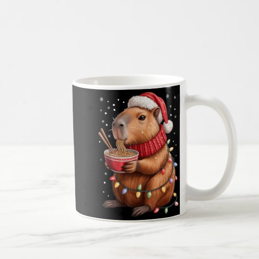 Cute Christmas Capybara With Ramen Bowl Holiday Te Koffiemok (Rechts)