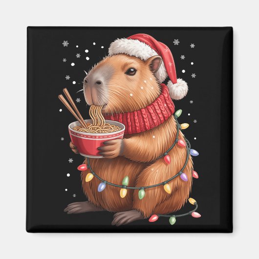 Cute Christmas Capybara With Ramen Bowl Holiday Te Magneet (Voorkant)