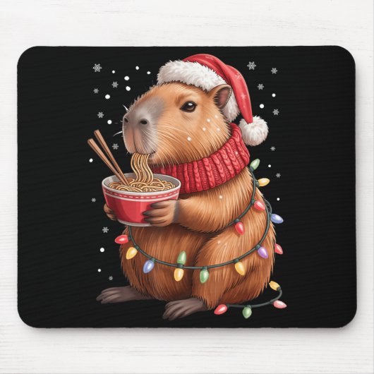 Cute Christmas Capybara With Ramen Bowl Holiday Te Muismat (Voorkant)
