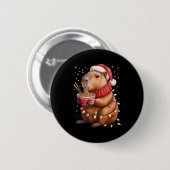 Cute Christmas Capybara With Ramen Bowl Holiday Te Ronde Button 5,7 Cm (Voorkant /achterkant)