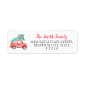 Cute Christmas Car Tree Festive Script Holiday Etiket (Voorkant)