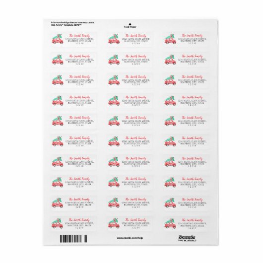 Cute Christmas Car Tree Festive Script Holiday Etiket (Full Sheet)