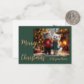 Cute Christmas Card – Tom & Luna Fireplace Scene Notitiekaartje (Voorkant / Achterkant in situ)
