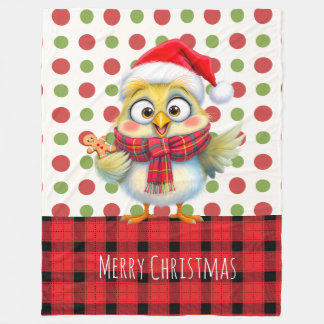 Cute Christmas Cartoon chick. customizable Fleece Deken