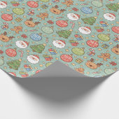 Cute Christmas Cartoon Wrapping Paper with Santa Cadeaupapier (Hoek)