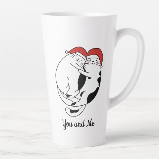 Cute Christmas cat couples in love minimalist  Latte Mok (Rechts)
