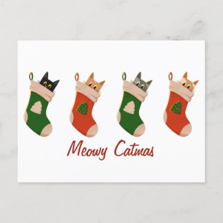 Cute Christmas cat greetings Feestdagenkaart