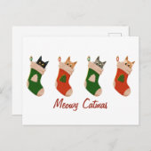 Cute Christmas cat greetings Feestdagenkaart (Voorkant / Achterkant)