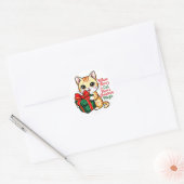 Cute Christmas Cat Holiday Decal for Cat Lover Ronde Sticker (Envelop)