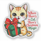 Cute Christmas Cat Holiday Decal for Cat Lover Sticker (Voorkant)