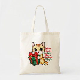 Cute Christmas Cat Holiday Gift for Cat Lover Tote Bag