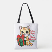 Cute Christmas Cat Holiday Gift for Cat Lover Tote Bag (Achterkant)