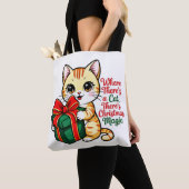 Cute Christmas Cat Holiday Gift for Cat Lover Tote Bag (Dichtbij)