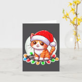 Cute Christmas Cat In Santa Hat  Kaart (Gele Bloem)