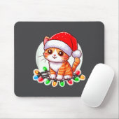 Cute Christmas Cat In Santa Hat  Muismat (Met muis)
