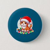 Cute Christmas Cat In Santa Hat  Ronde Button 5,7 Cm (Voorkant)