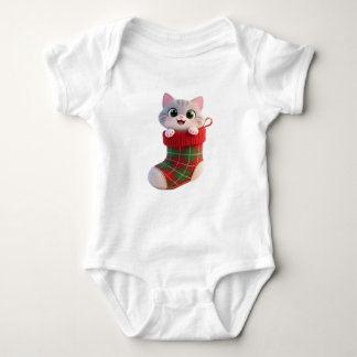 Cute Christmas Cat in Stocking Baby Jersey T-Shirt