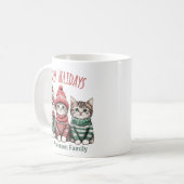 Cute Christmas Cat Mug | Custom Family Name Koffiemok (Voorkant links)