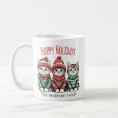 Cute Christmas Cat Mug | Custom Family Name Koffiemok (Links)