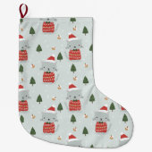 Cute Christmas Cat Pattern – Festive Holiday  Grote Kerstsok (Voorkant)