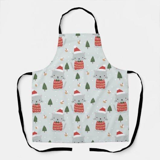 Cute Christmas Cat Pattern – Festive Holiday  Schort (Voorkant)