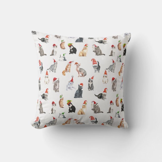 Cute Christmas Cat Pattern Pillow  Kussen (Voorkant)
