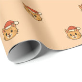 Cute Christmas Cat Santa Hat Cadeaupapier (Rol Hoek)