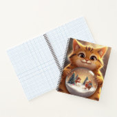 Cute Christmas Cat Snow Globe Notebook Notitieboek (Binnen)