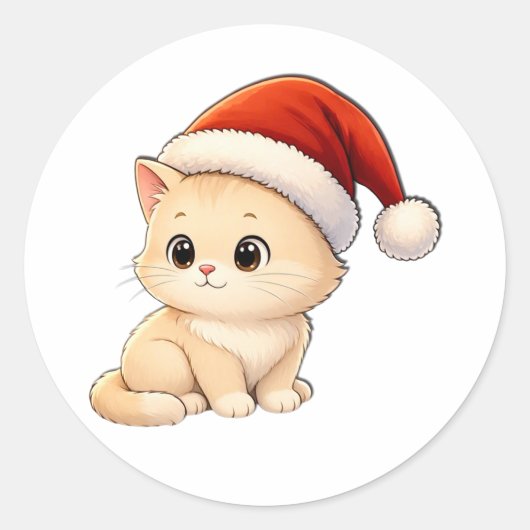 Cute Christmas Cat Sticker (Voorkant)