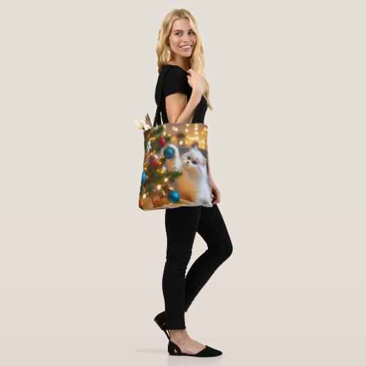 Cute Christmas Cat Tote Bag (Op model)