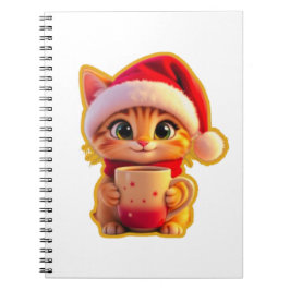 **Cute Christmas Cat with Santa Hat – Funny Holida Notitieboek