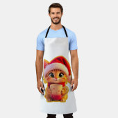 **Cute Christmas Cat with Santa Hat – Funny Holida Schort (Gedragen)