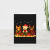 Cute Christmas Cat Xmas Lights Santa Reindeer Cat  Kaart (Voorkant)