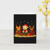 Cute Christmas Cat Xmas Lights Santa Reindeer Cat  Kaart (Gele Bloem)