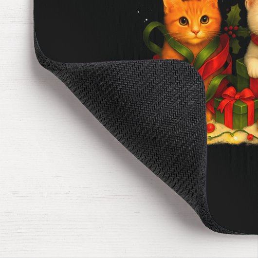 Cute Christmas Cat Xmas Lights Santa Reindeer Cat  Muismat (Hoek)