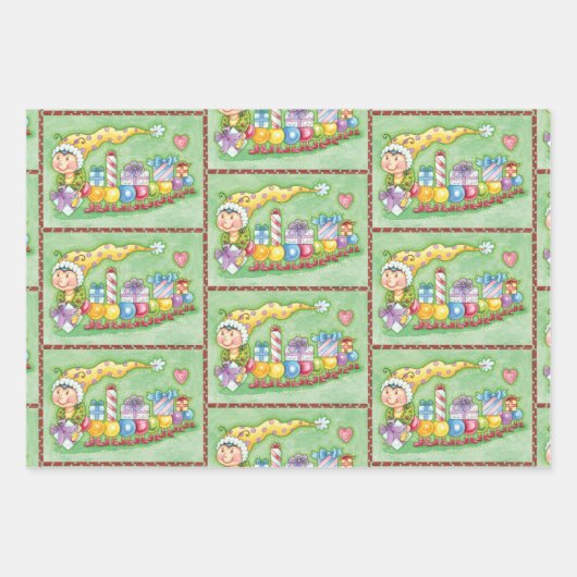 Cute Christmas Caterpillar Train with Presents Inpakpapier Vel (Voorkant 2)